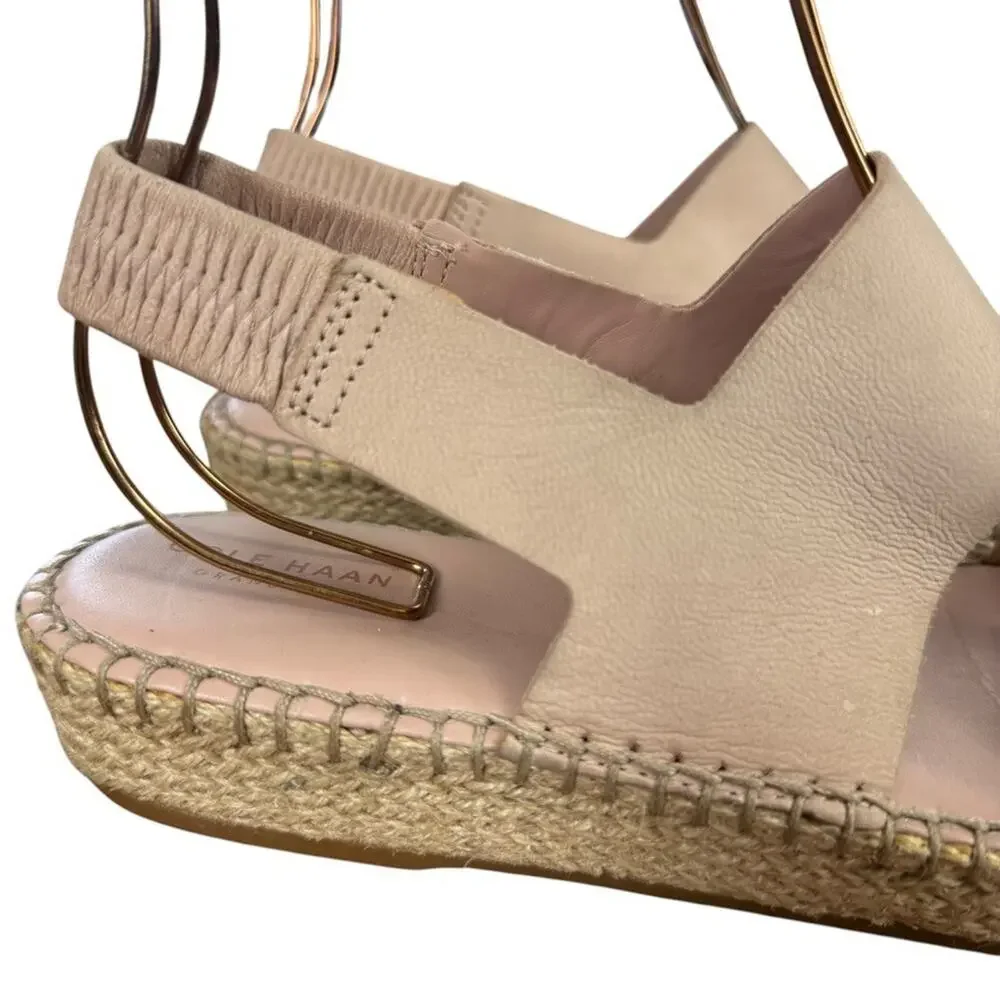 Cole Haan Womens Espadrille Sandals Slingback Pink Shoes Wide Strap Leather 9 B